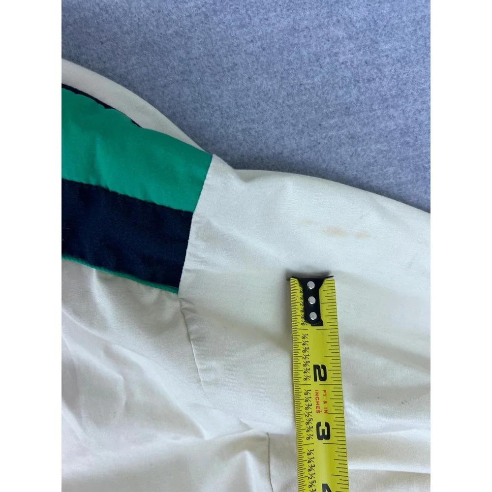 Vintage Woolrich Talon Zip Anorak Windbreaker Jacket White‎ Green Navy Stripe